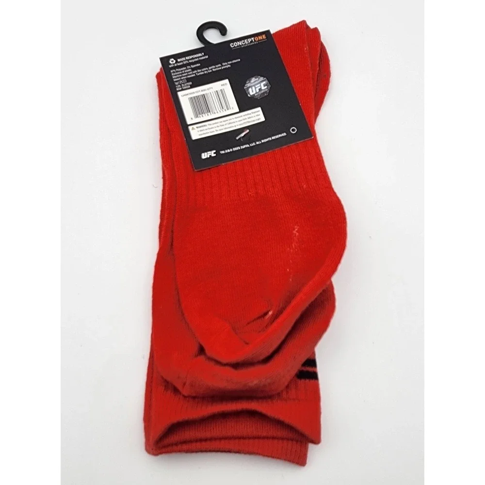UFC Adult Mens Size 6-12 Red Crew Socks 1 PAIR‎ NEW